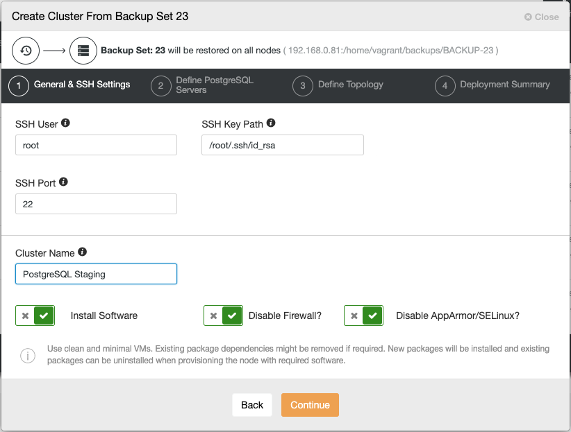 Create Database Cluster from Backup - ClusterControl