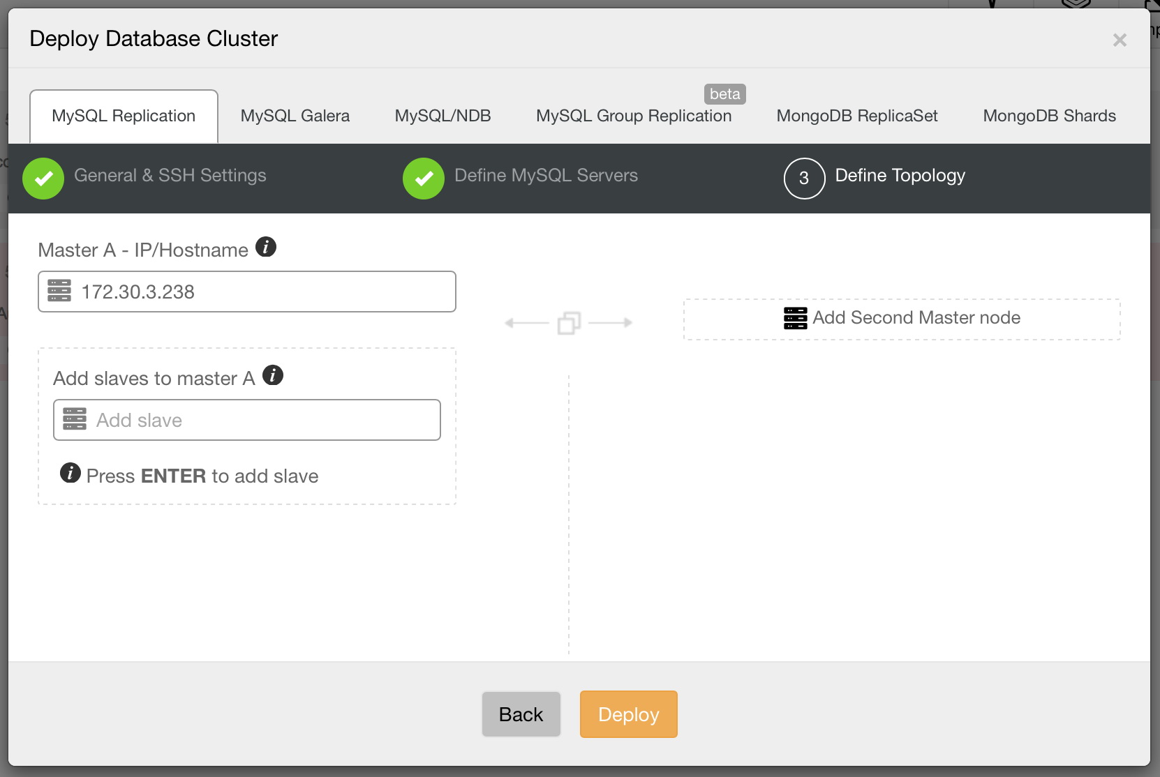 Deploying a Database Cluster in ClusterControl