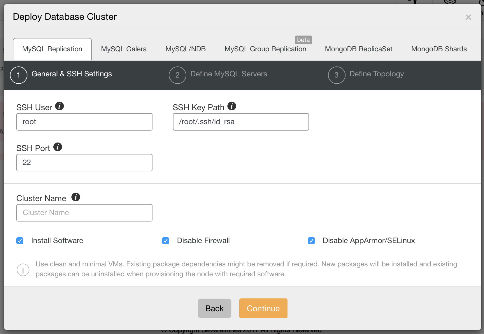 Deploying a Database Cluster in ClusterControl