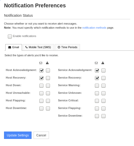 Nagios XI Notification Preferences