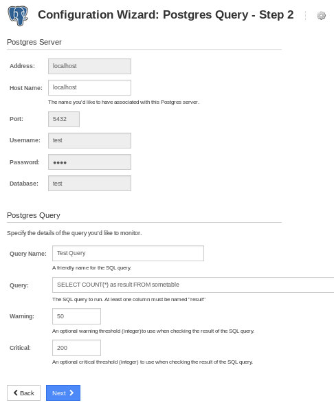 Nagios XI Postgres Query