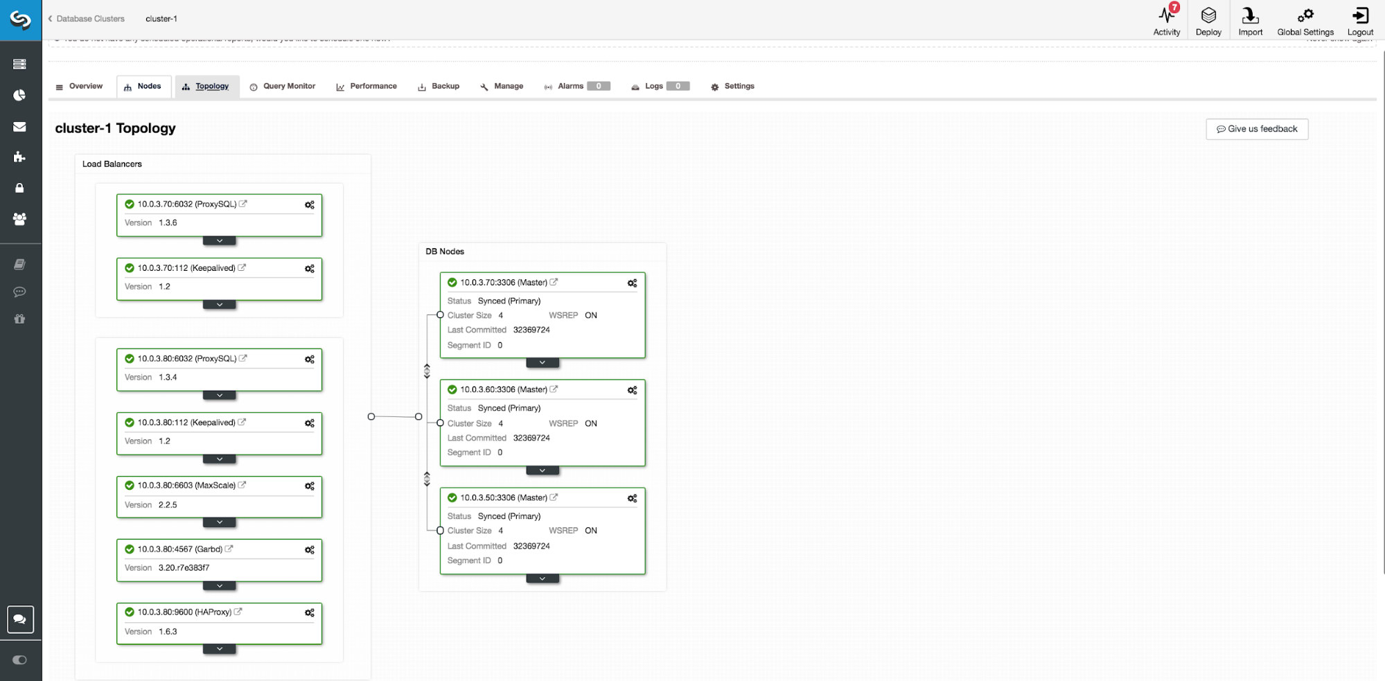 ClusterControl manager load balancers on EC2 nodes