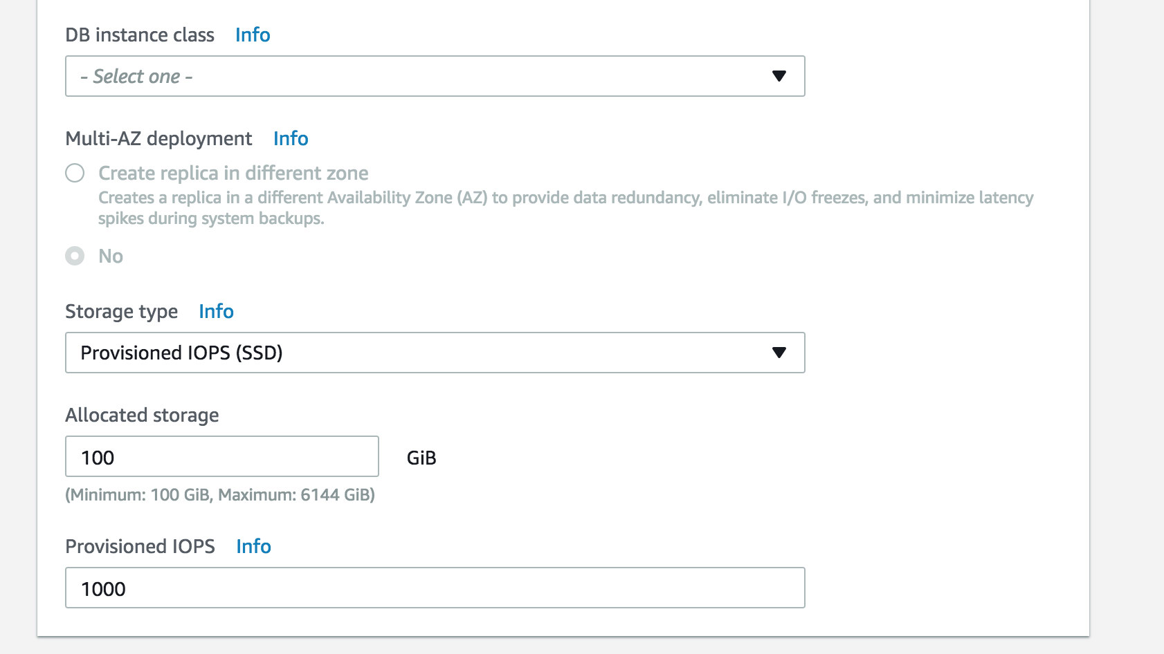 Amazon RDS Environment options