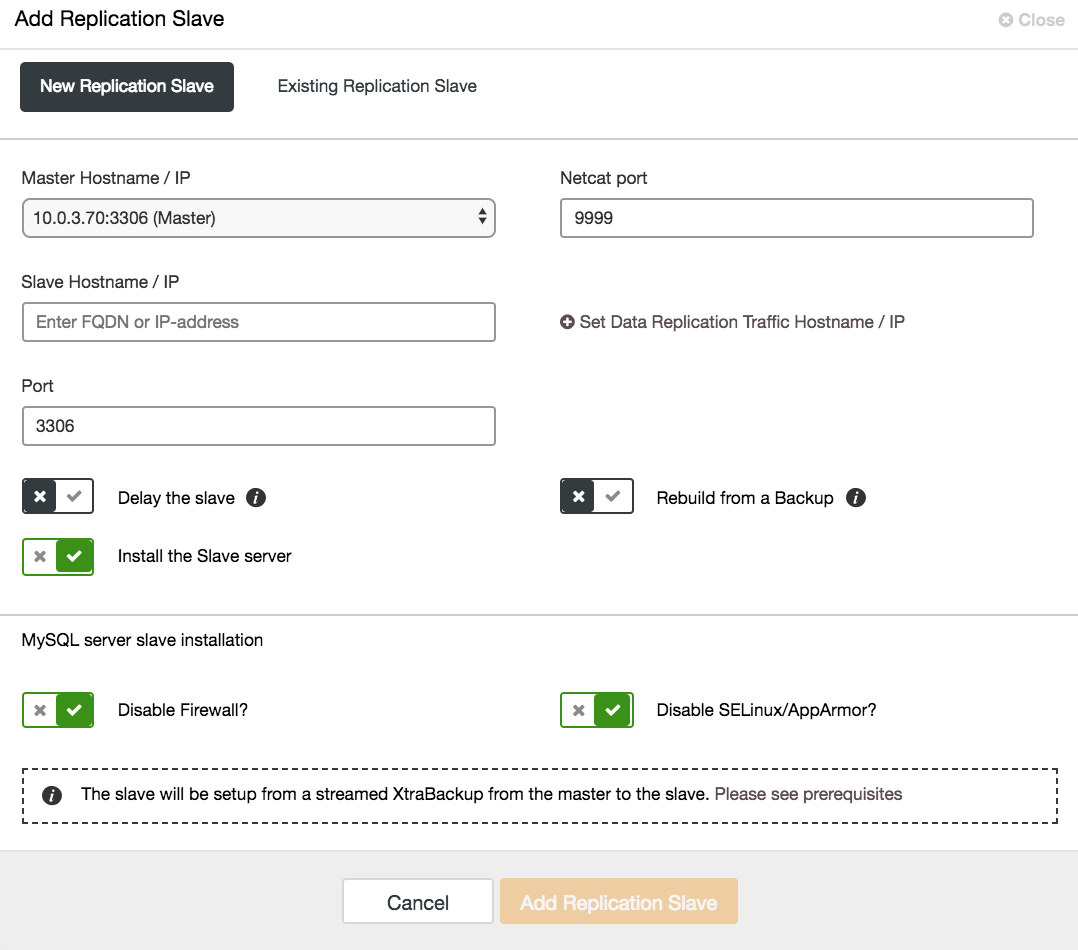 ClusterControl Add replication in EC2