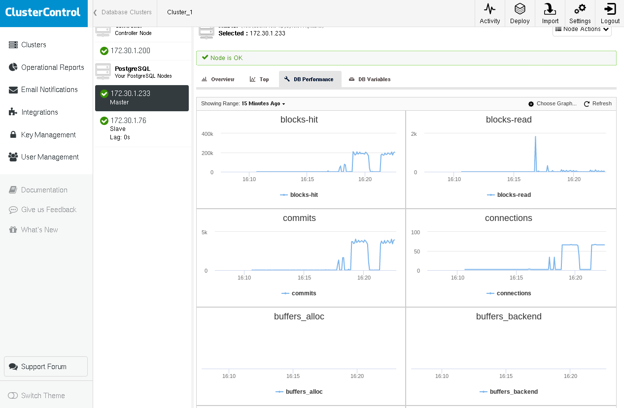 ClusterControl Database Activity