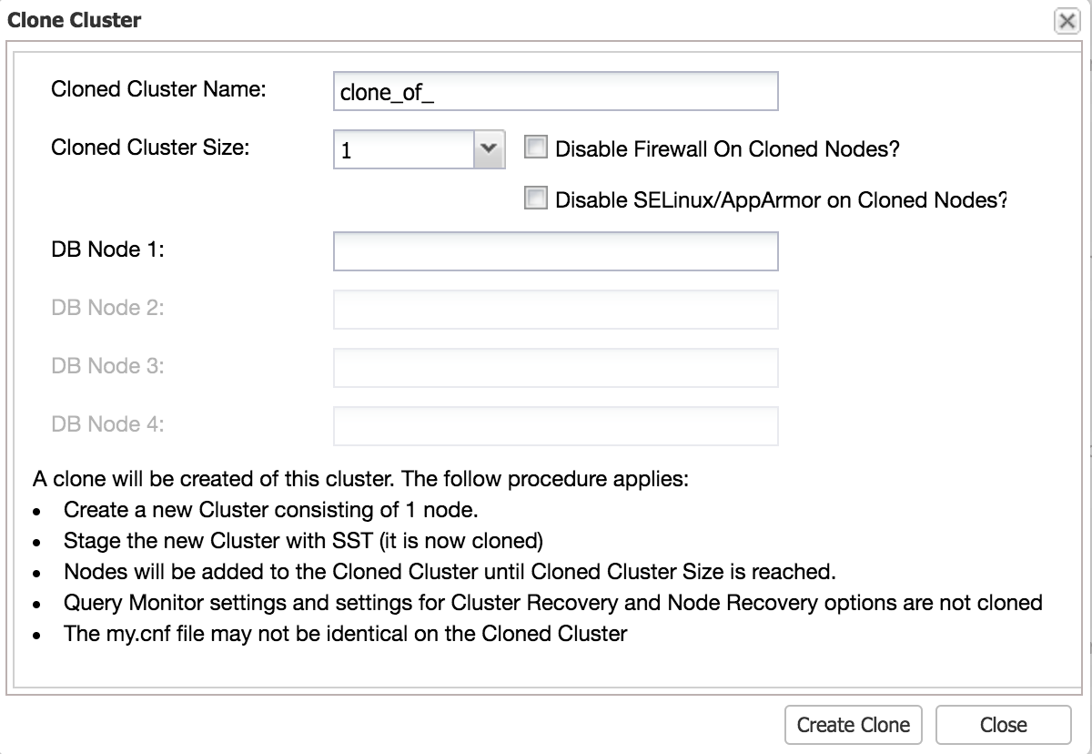 ClusterControl Clone Cluster for test