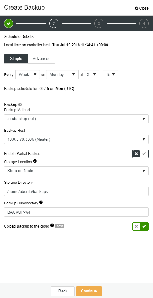 ClusterControl cloud backup