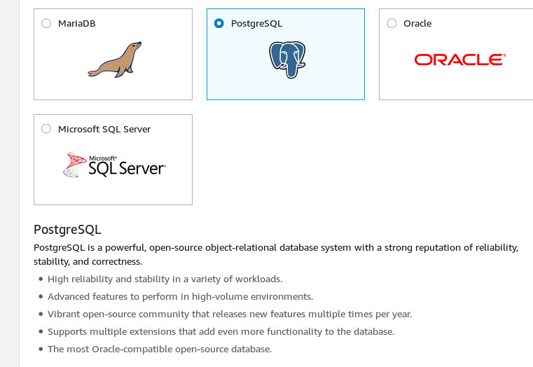 RDS PostgreSQL wizard