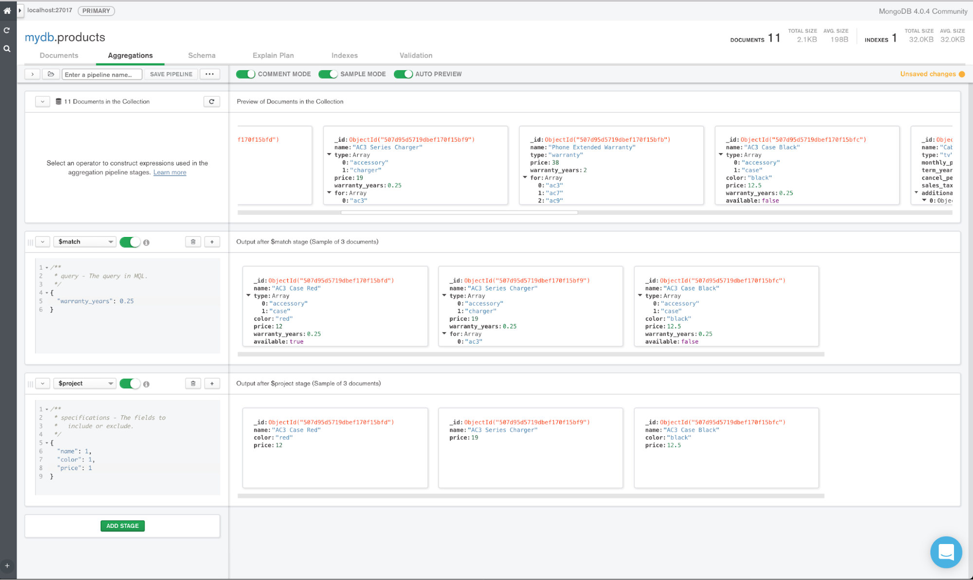 Aggregation query builder in Compass