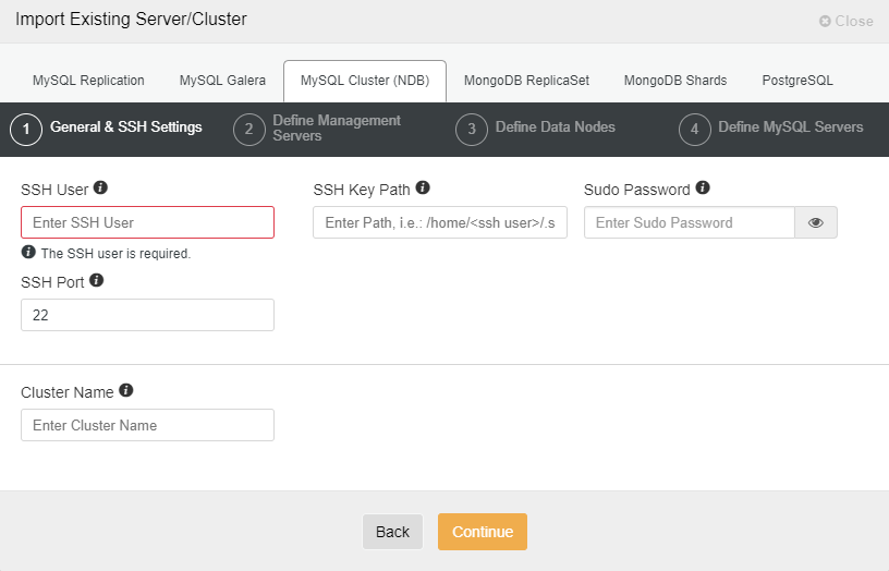 ClusterControl import MongoDB