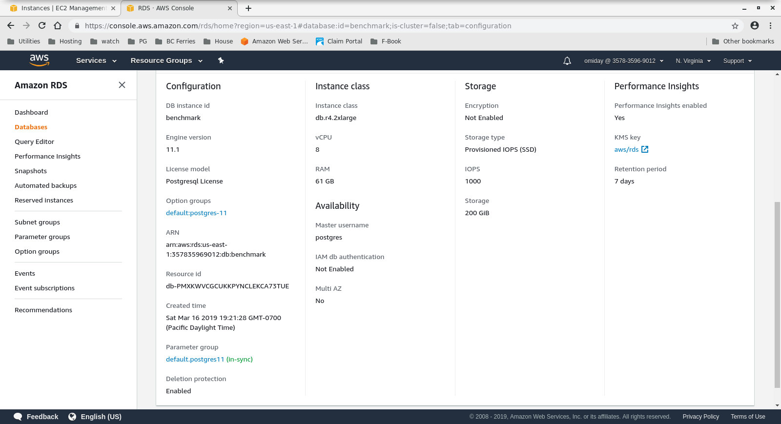 Database Instance Configuration