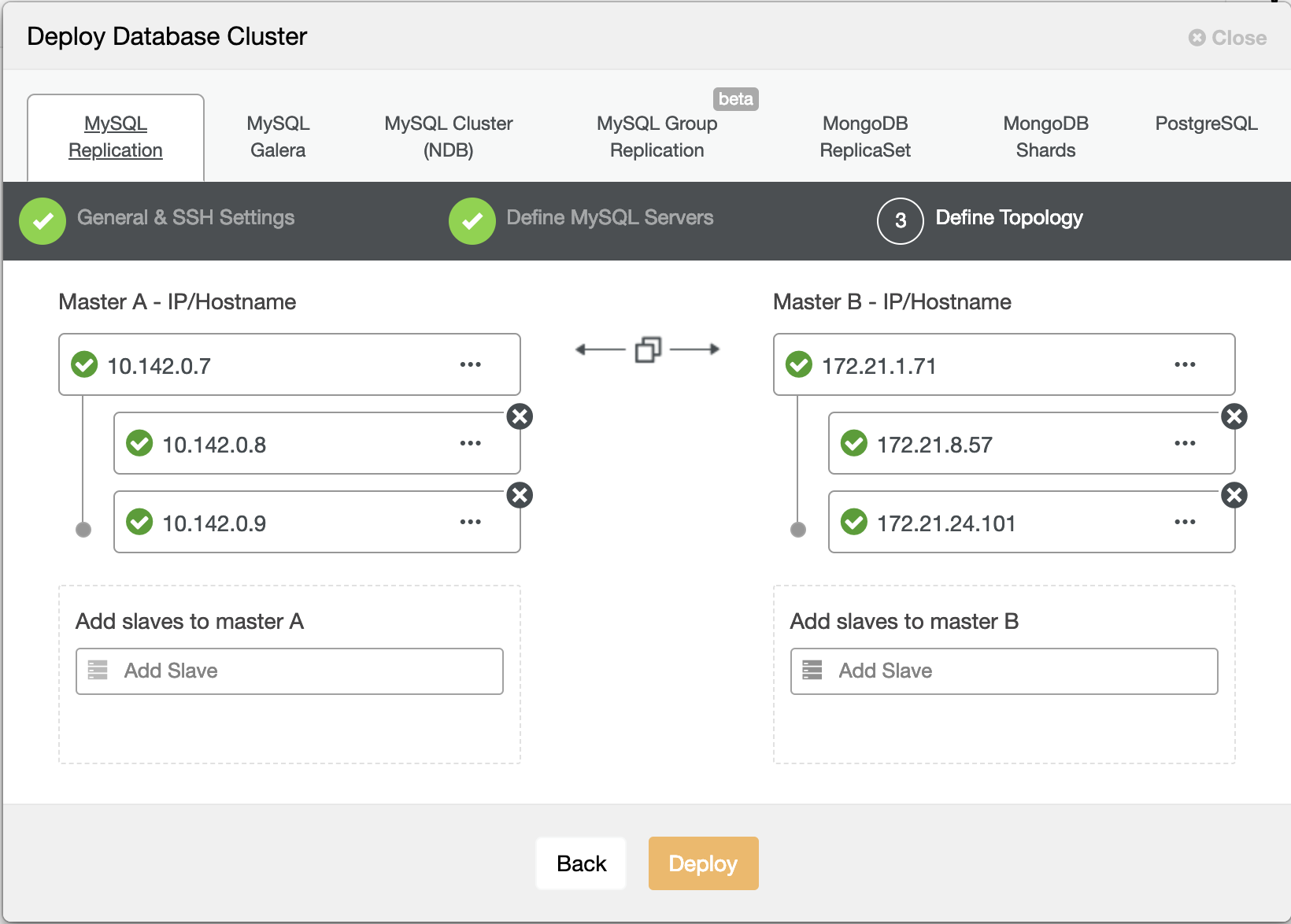 ClusterControl Deploy Wizard