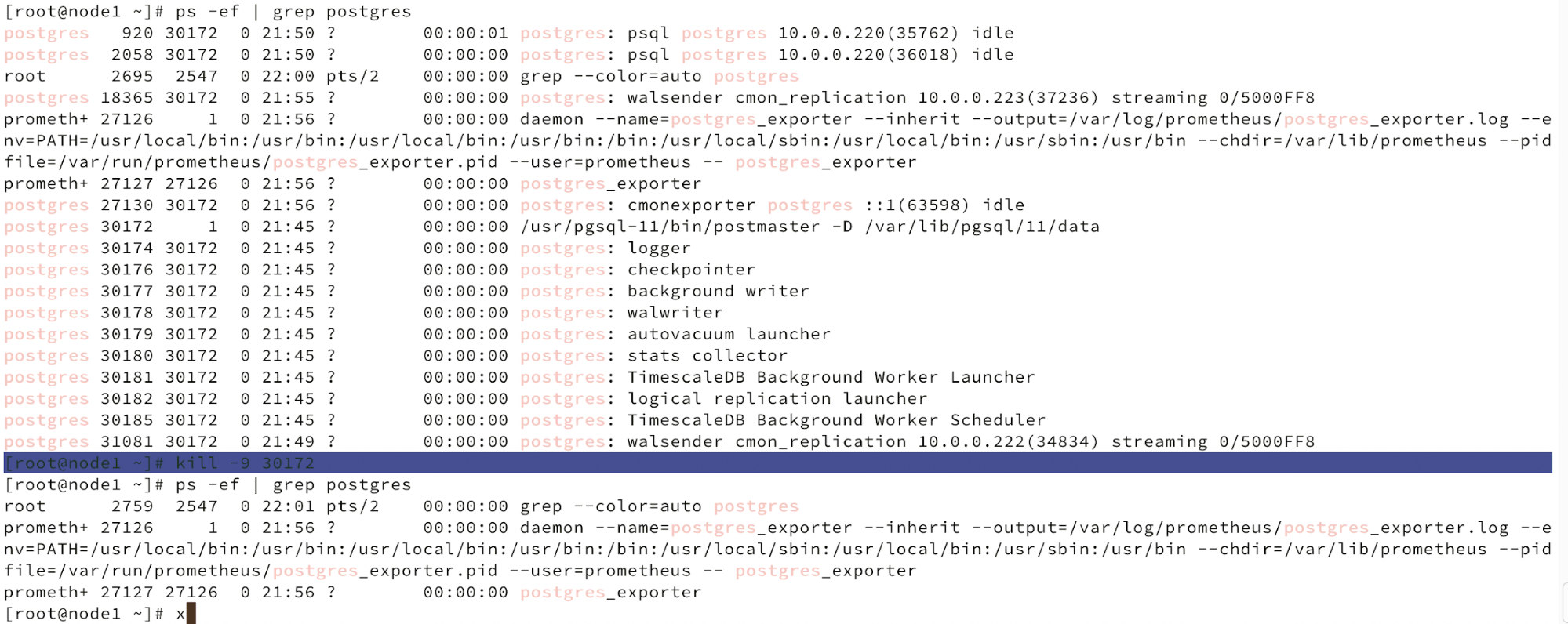 Simulate master node failure with kill