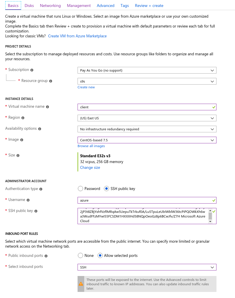 Client instance details