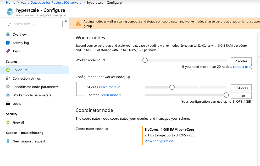 Azure Hyperscale (Citus) Configuration