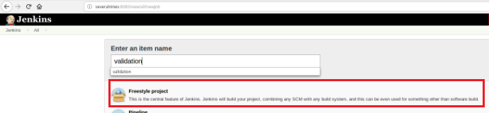 Figure 12 – "Freestyle” project for Continuous Integration