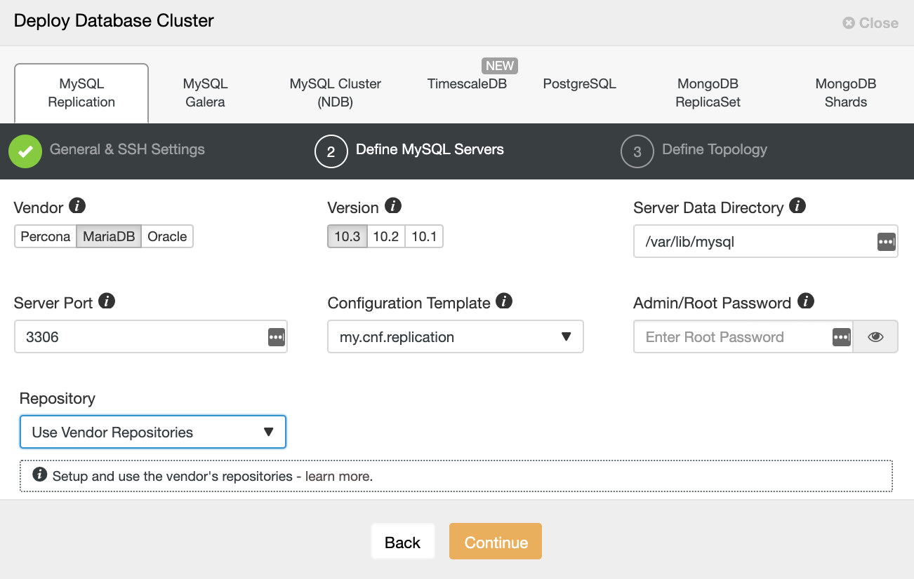 ClusterControl Deploy MariaDB