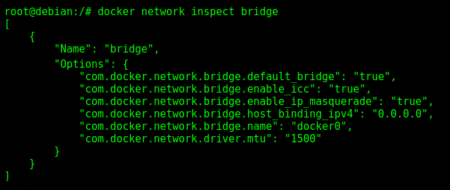 Inspecting the Docker default bridge docker0