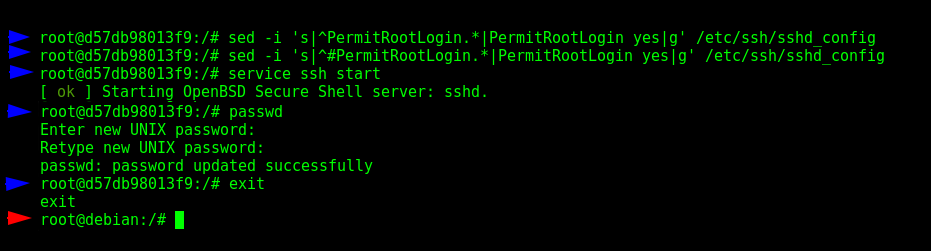 Configuring the SSH in the "postgres-2" container, part 1/2