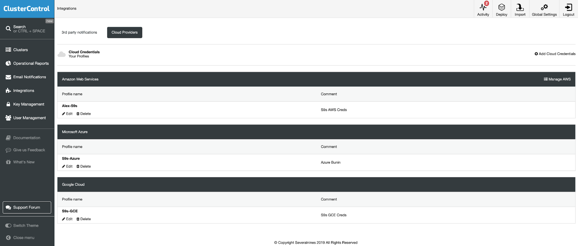 ClusterControl- Cloud Credential Management