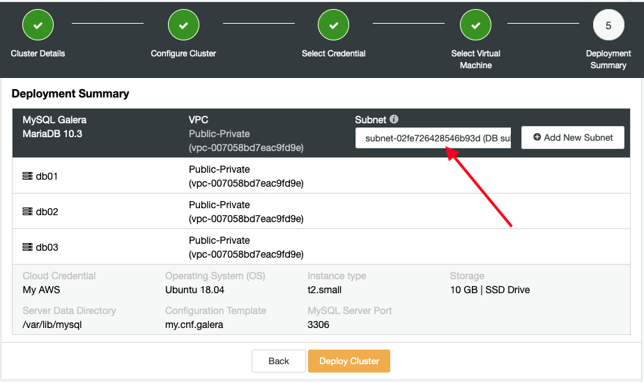 Select Virtual Machine ClusterControl