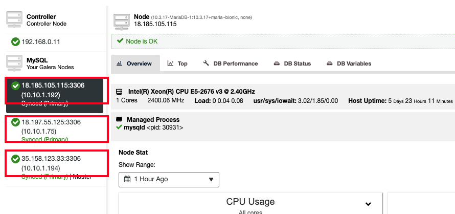 Node Data ClusterControl AWS Deployment