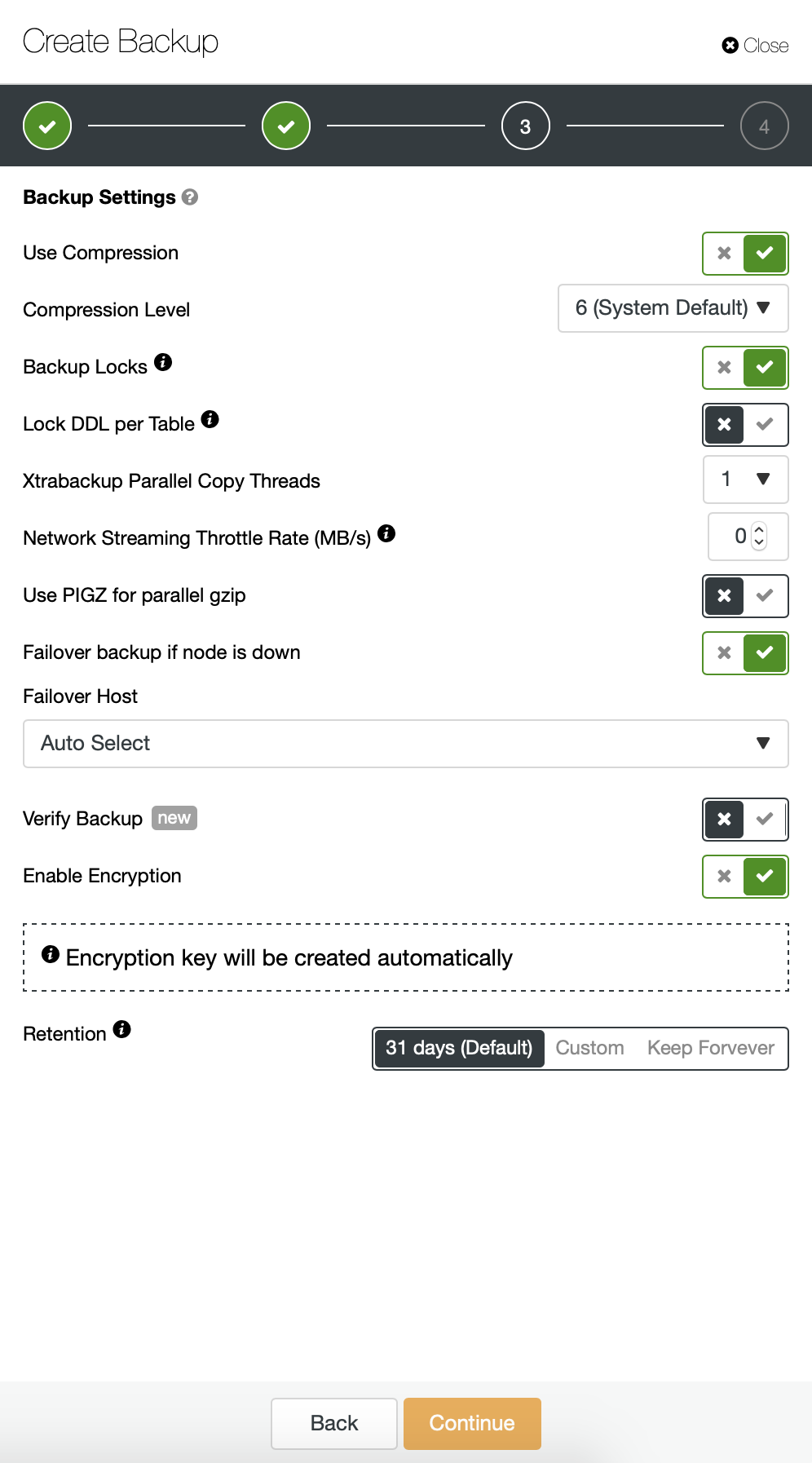 Backup Settings in ClusterControl