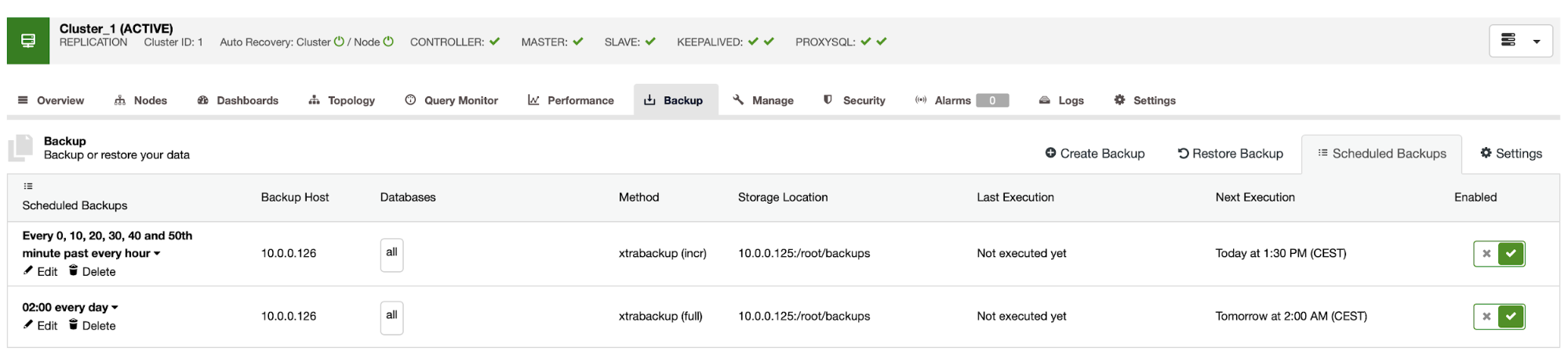 ClusterControl Cluster Details