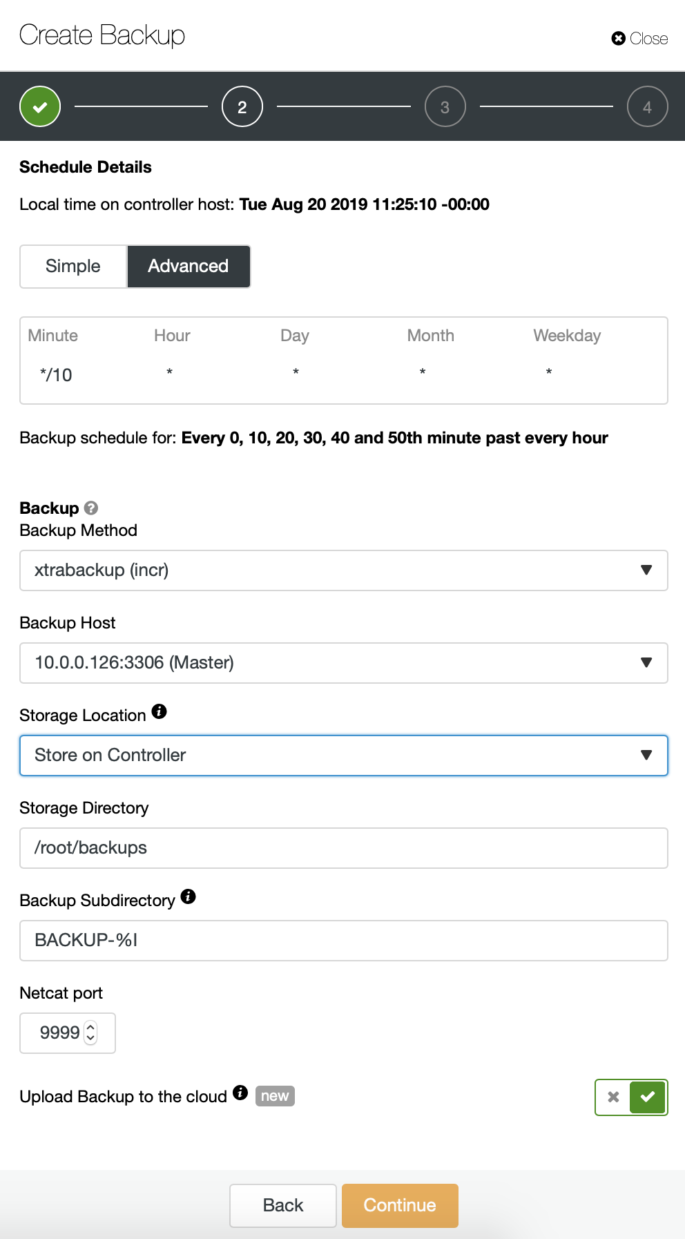 Create Backup Schedule in ClusterControl