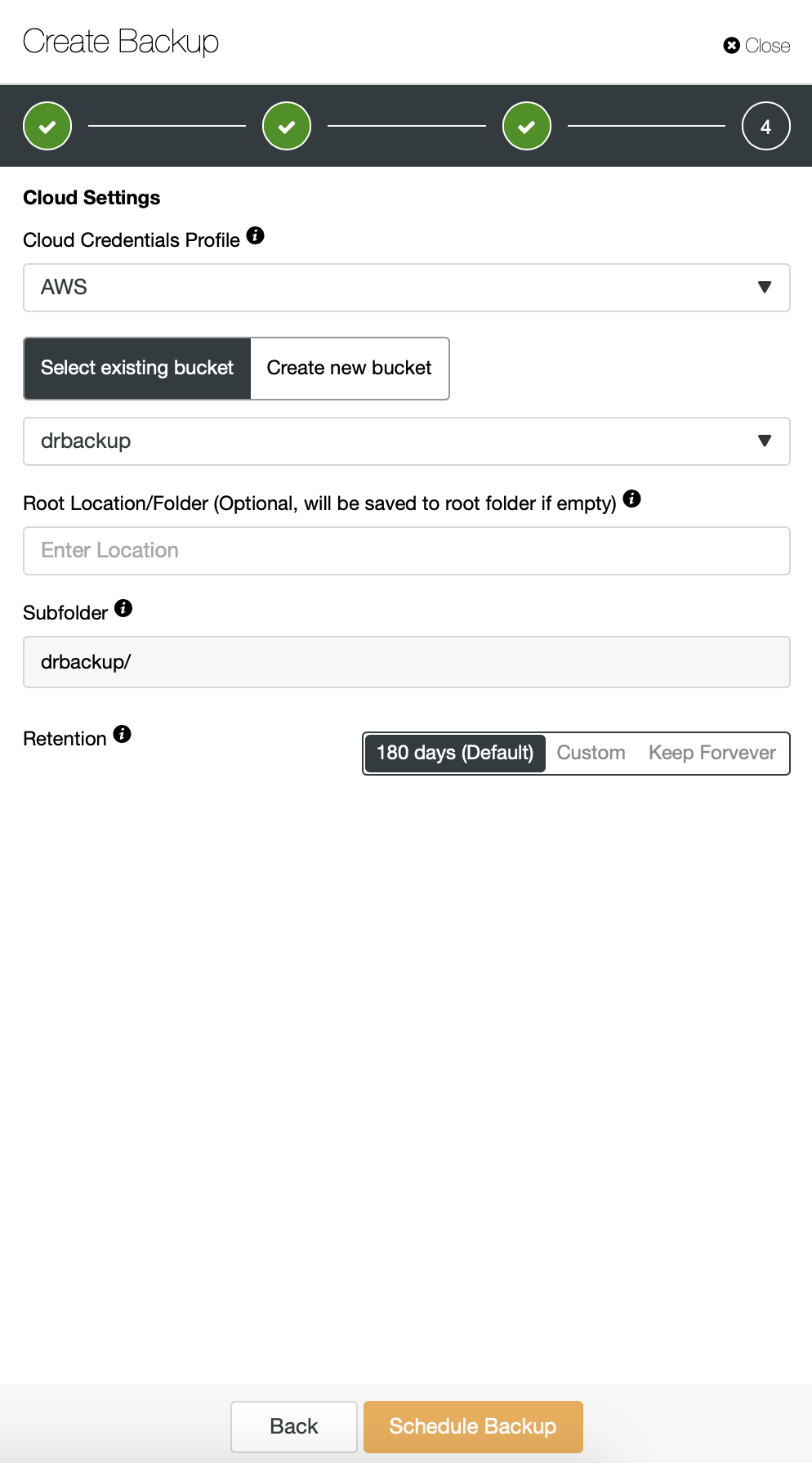 Cloud Settings for Backup Scheduling in ClusterControl