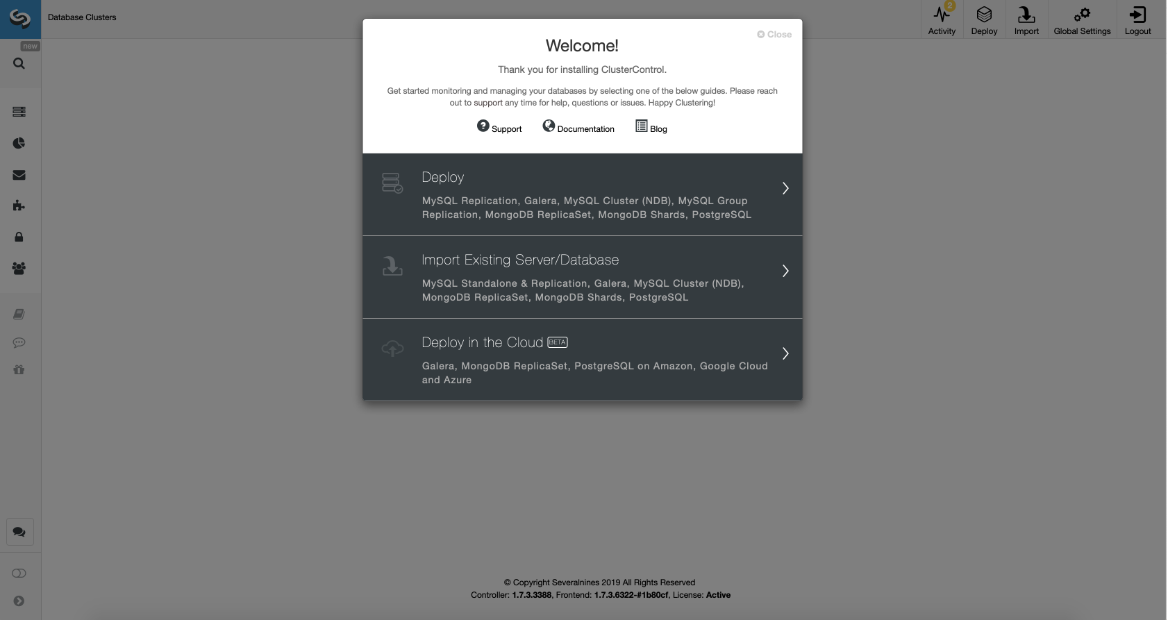 ClusterControl Import Cluster