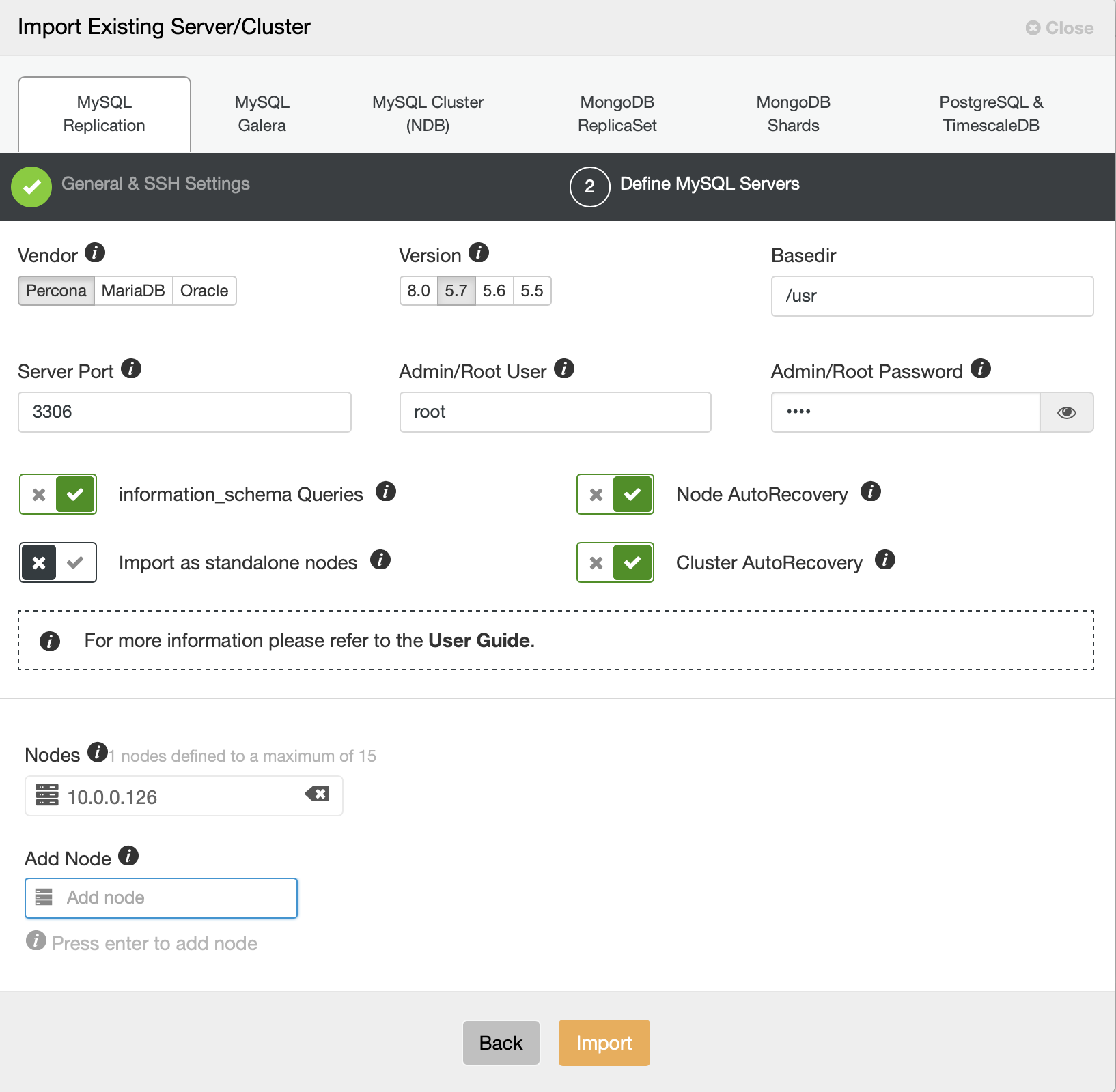 Configuring an Imported Cluster with ClusterControl