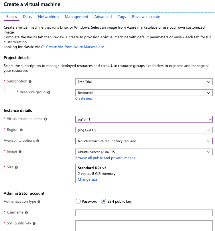 Azure Create a Virtual Machine