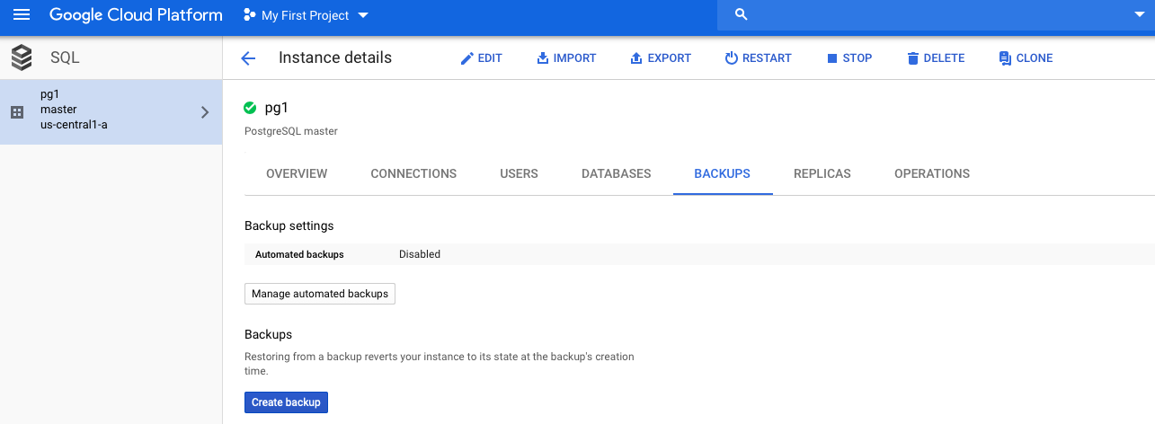 Google Cloud SQL Backups