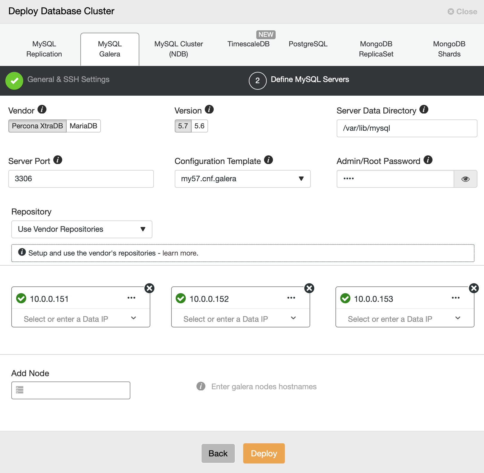 Deploy Database Cluster