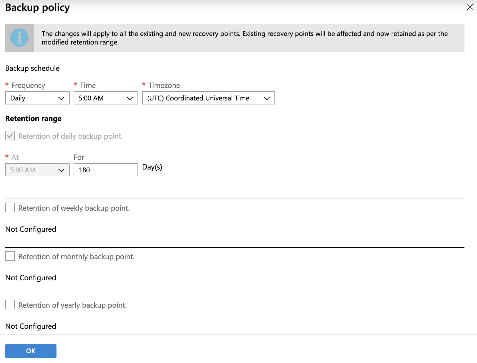 Define Backup Policy - Azure