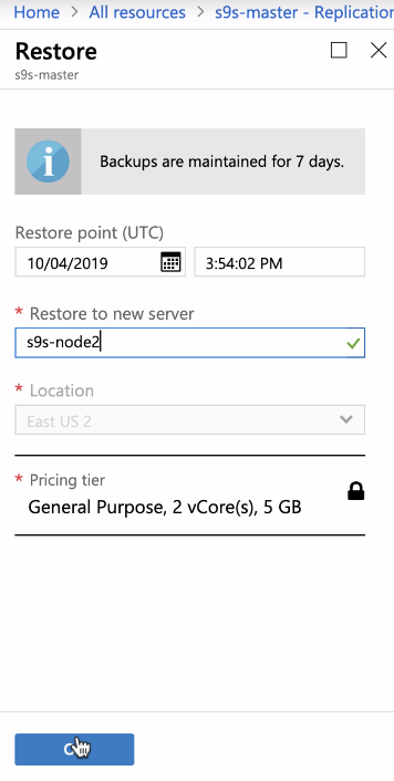 Restore - Azure Database For MySQL