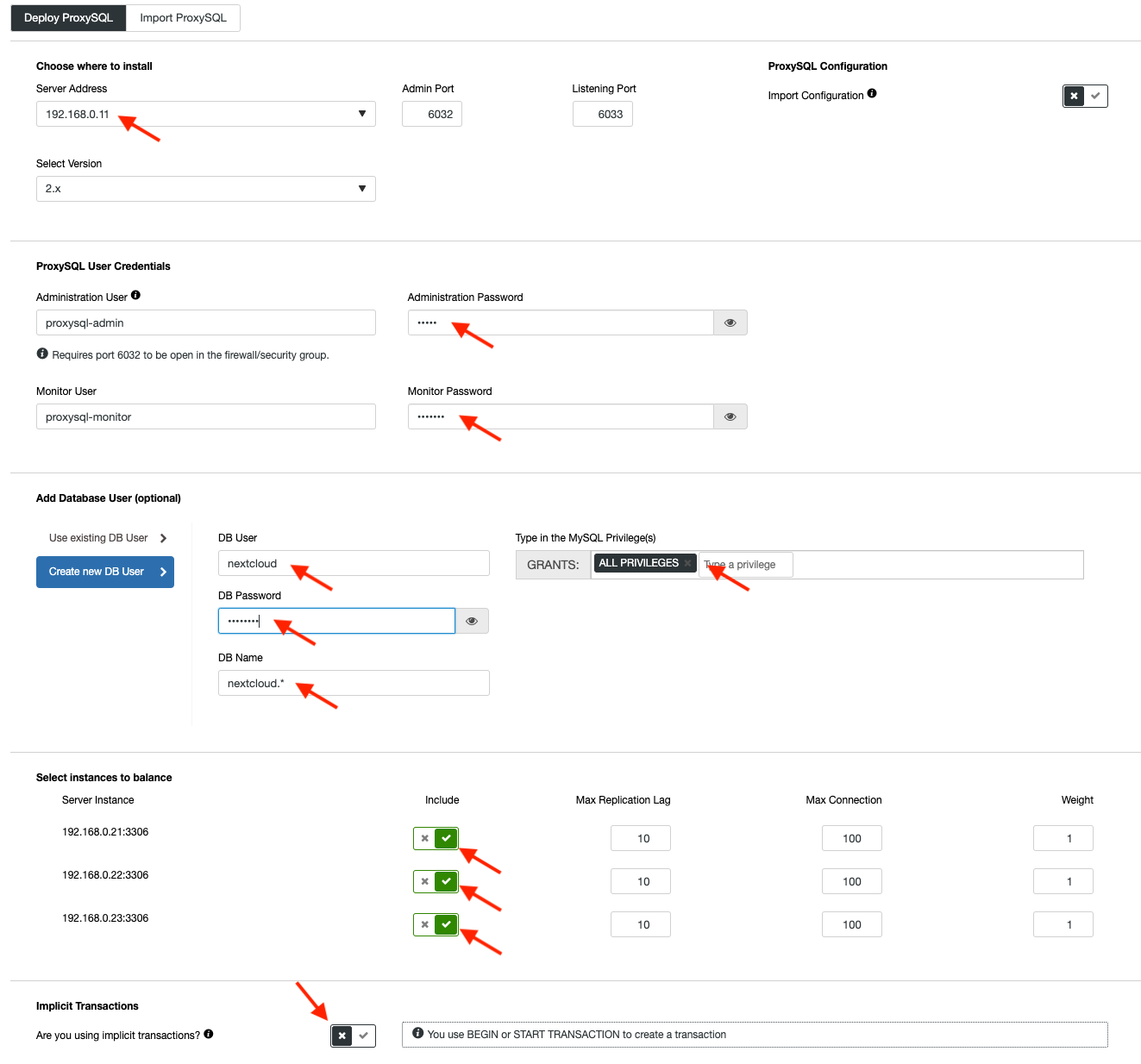 Deploy ProxySQL for Nextcloud