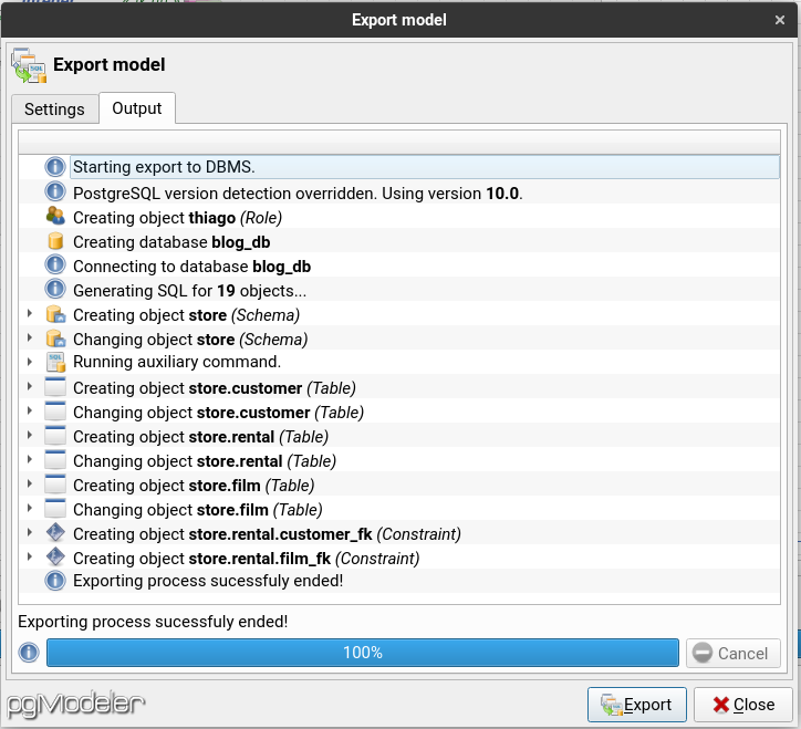 Creating the domain model in the cluster.