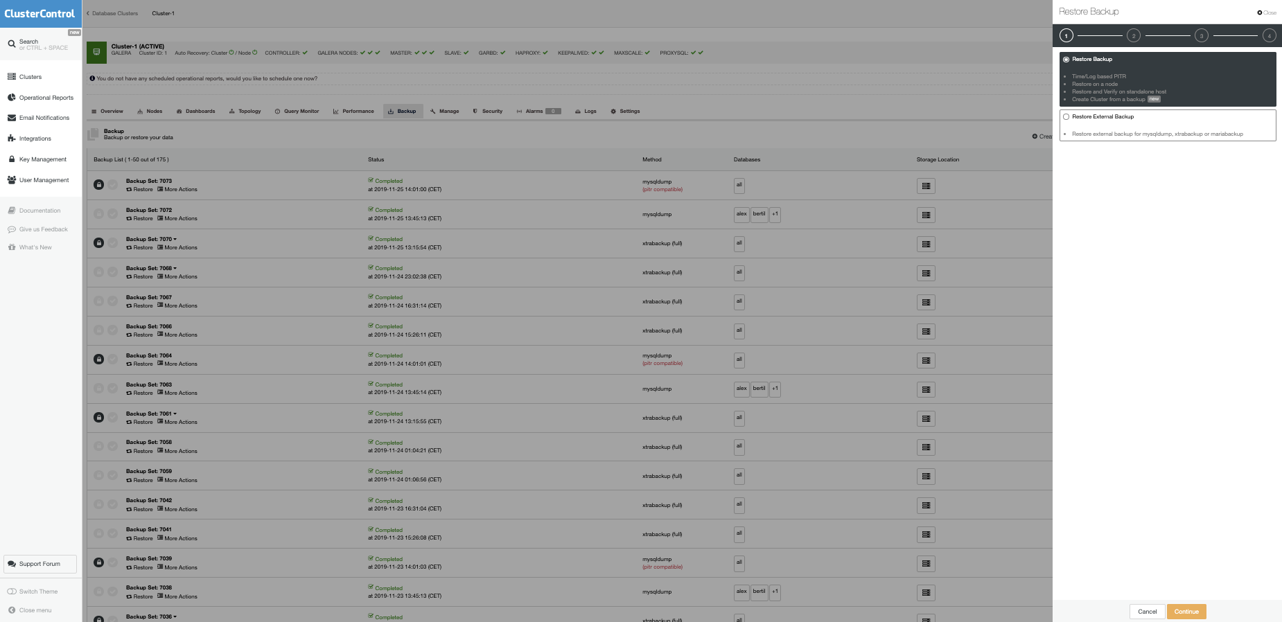 ClusterControl Backup Recovery