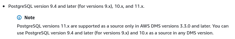  Supported PostgreSQL versions.