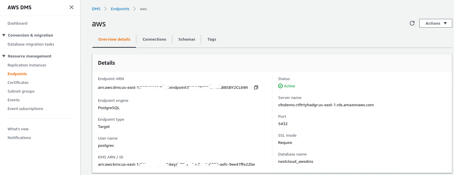  Target Endpoint configuration.