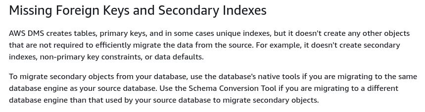  secondary objects are not migrated.