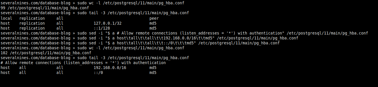 2.4. Changing access permissions (pg_hba.conf).