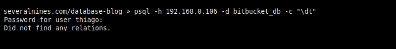 4.2. Listing current database tables.