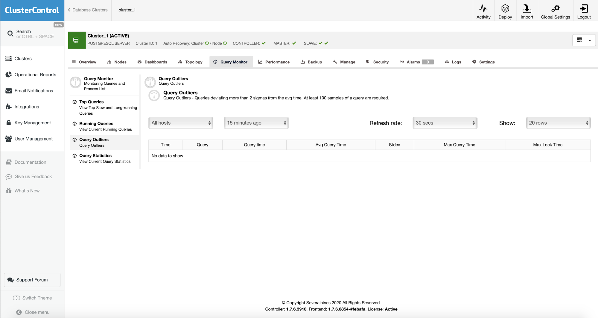 PostgreSQL Query Outliers - ClusterControl