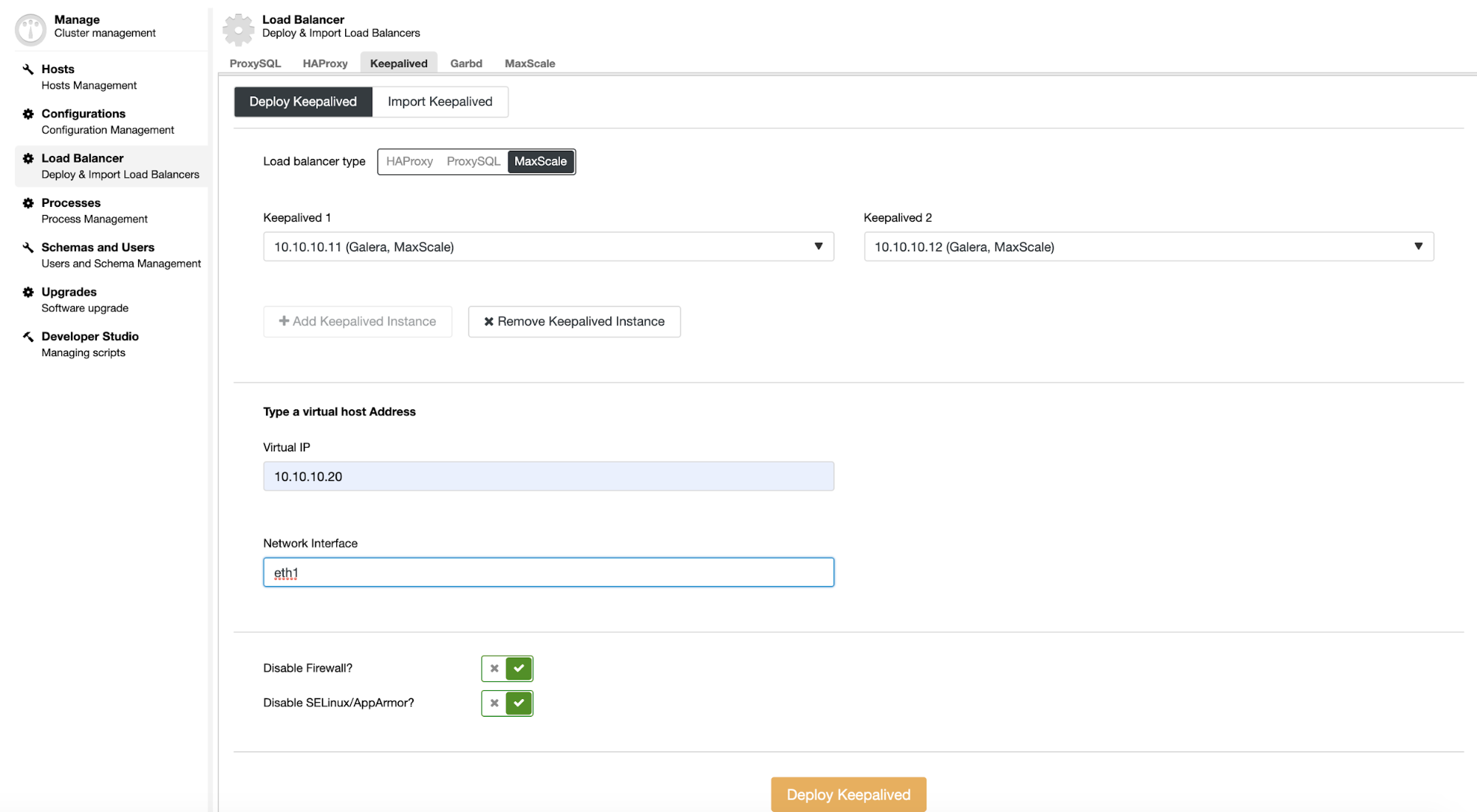 MariaDB Cluster Deployment