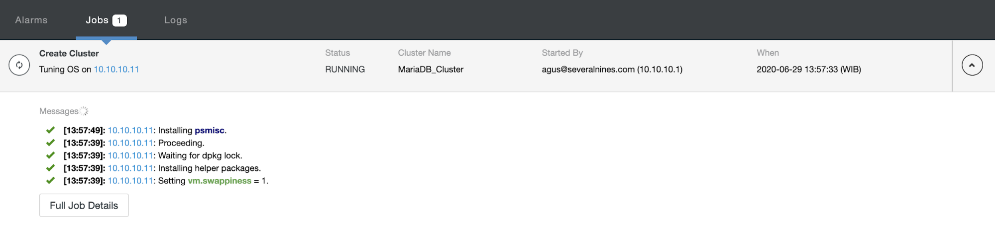 MariaDB Cluster Deployment