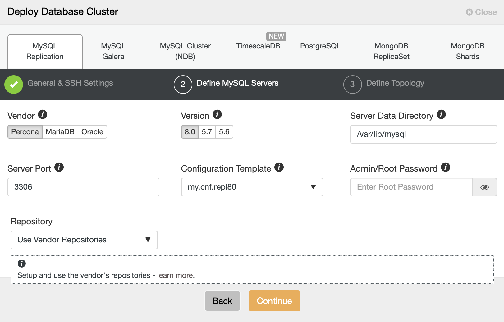 Private DBaaS Database Deployment with ClusterControl