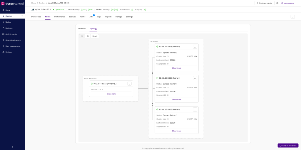 ClusterControl Topology view